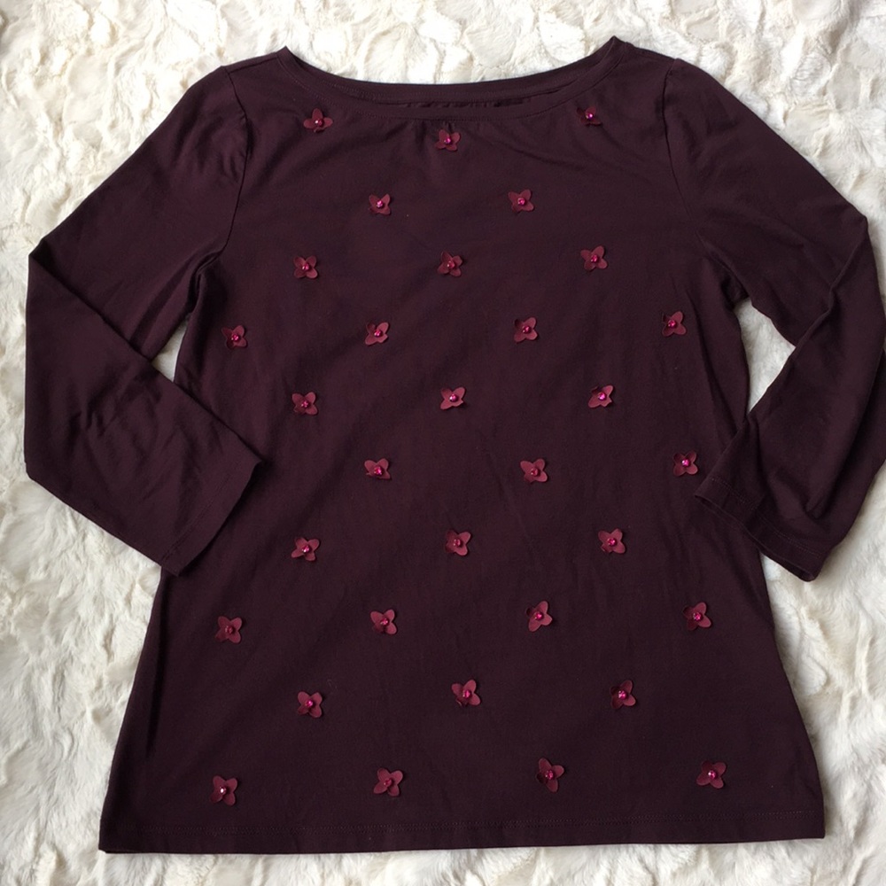 Lands End Top with Appliqués. Sz Small